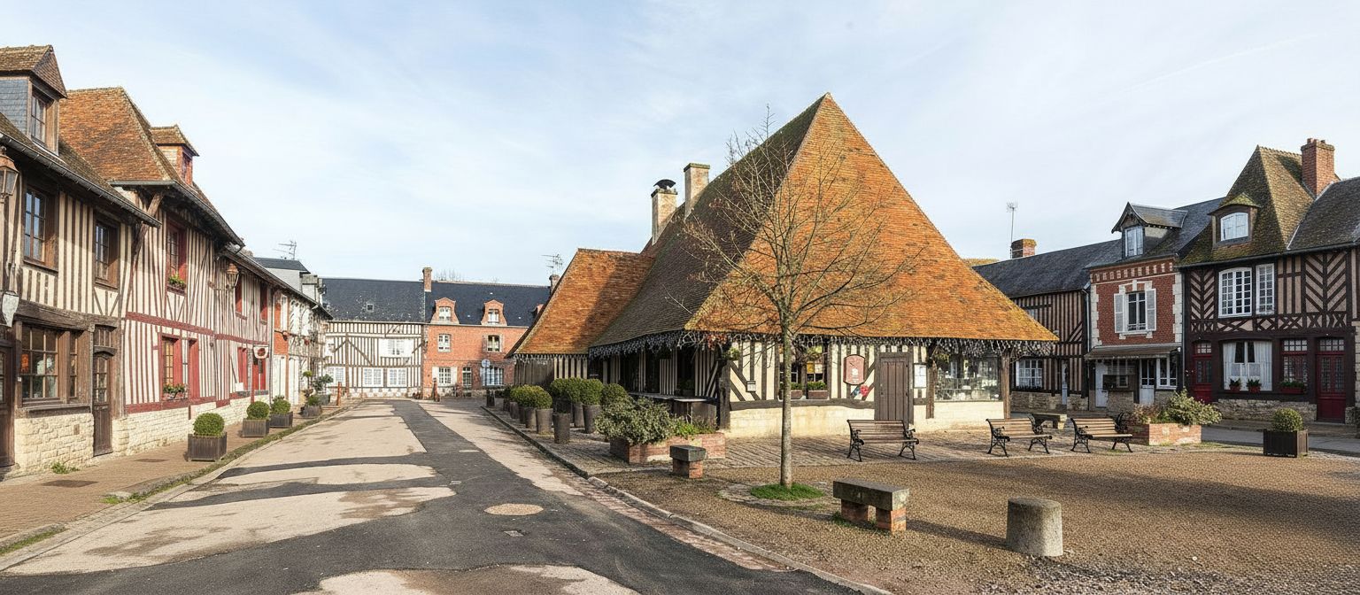 Les halles de Beuvron-en-Auge, à 27 km