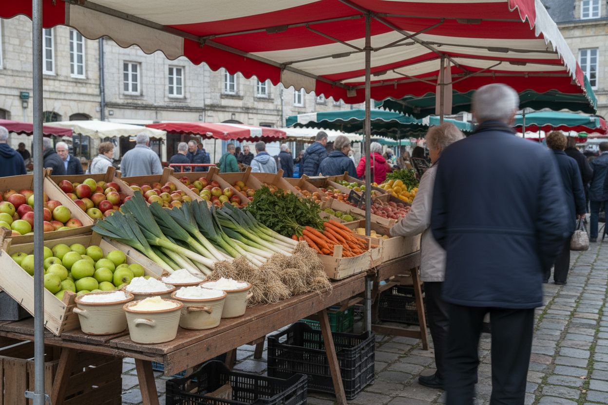 Un étal de marché en Normandie